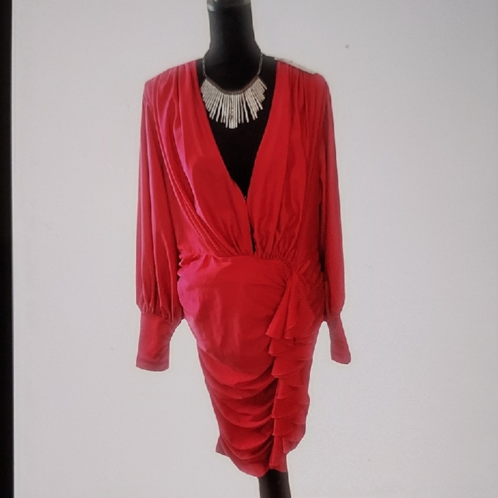 Fashion to Figure Elegant Red Long Sleeve Dress